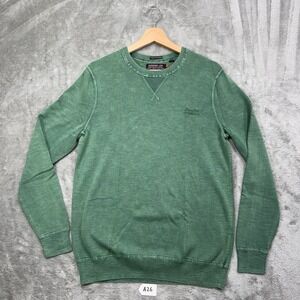Superdry Sweatshirt Large Mens Green British Design Crewneck Pullover Fleece
